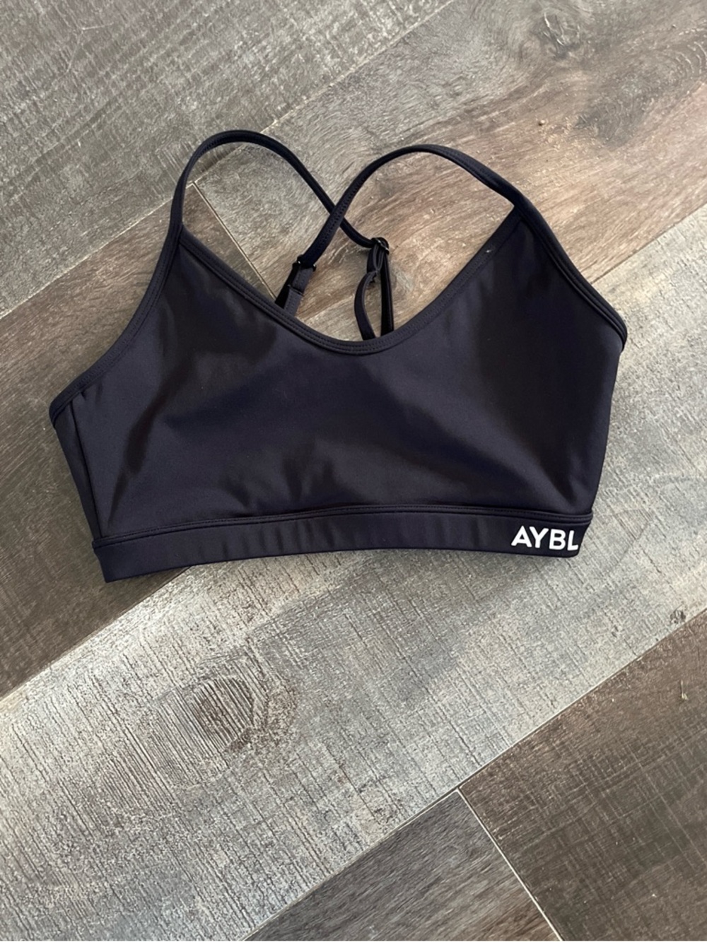 AYBL Black Strappy Sports Bra like new condition missing pads